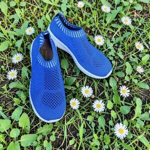 Tiosebon Royal Blue Mesh Walking Athletic Comfort Shoes Size EU 35 US 5 Slip On
